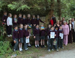 Pupils from St. Aengus N.S., Bridgend help launch the new Inch Levels woodland trail.