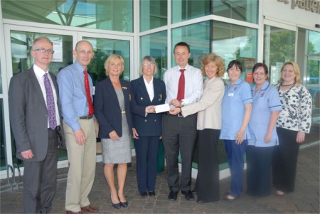 Pictured receiving a donation for diabetes research from the North West Golf Club, are from left to right: Dr Maurice OKane, head of research and development, Western Trust; Dr Kenneth Moles, consultant physician, Western Trust; Anne ONeill, lady captain and Una Van Dessel, lady president, North West Gold Club; Dr John Lindsay, consultant physician in diabetes and endocrinology; Professor Vivien Coates, assistant director nursing research; Lisa King, diabetes nurse specialist; Caroline Farren, diabetes nurse specialist and Reita Early, Western Area Integrated Diabetes Service (WAIDS).