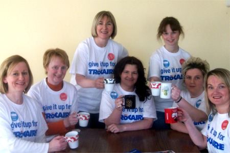From left, Teresa Gillen, Grinne Nic Robhartaigh, Trish Hegarty, Breedge Reynolds, Kathy Doherty, Tina Gormley and Alicia Nic Fhearain of Gaelscoil Cois Feabhail, who Gave it up for Trocaire by fasting for a day.  Absent from the picture are Teresa McGuinness, Sarah Frizzell and Irene McLaughlin.