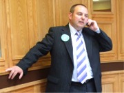 Sinn Fein's Padraig MacLochlainn anxiously awaits the first count at the Mount Errigal Hotel.