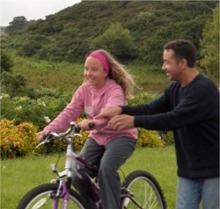Alex Tanti has fun with daughter Enya in Culdaff.