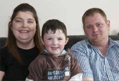 Donna Porter with son Mark and fiancé Darren.