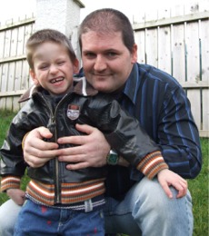 Five-year old Brandon Morley-Doherty with dad, Dallan Doherty.