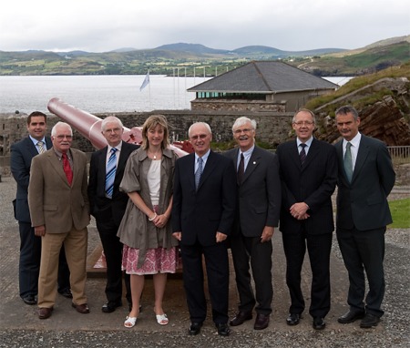 Ulster Community Investment Trust (Irl) board members assembled at the Trust's first project in the Republic - Fort Dunree Military Museum, Buncrana. From left Seamus O’Prey, Jim Malone, Michael McGarrigle, Helen Matthews, Dermot McGale, Kevin Helferty, Brian Howe and Andrew Ward.