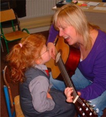 Music therapist Louise Kelly at work in Scoil Iosagain.