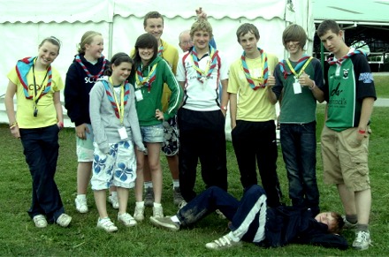 Ten members of the 9th Donegal Muff Scouts troupe who won the overall games day at the North Yorkshire Jamboree last week.