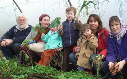 Transition Inishowen Initiative members harvesting vegetables.