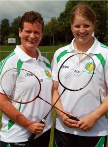 Vienna White, right, and Deirdre Faul, who won medals in Badminton at the 17th World Transplant Games in Australia.