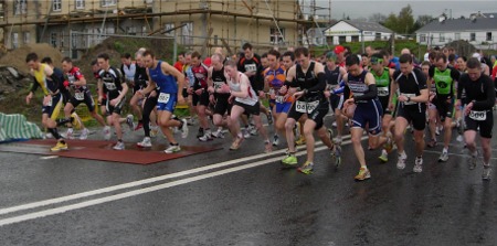 Irish and Ulster Duathlon competitors get out of the blocks in Burnfoot.