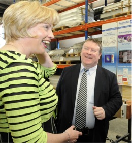 Tnaiste Mary Coughlan visits E&I Engineering to announce a Government investment of 3.6m in the local company. Also pictured is the company's executive director, Philip O'Doherty.