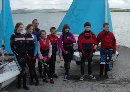 Commodore of Lough Swilly Yacht Club, Paul McSorley launching the clubs new Pico dinghies along with some of the young members at the Open Day in Fahan over the May Bank Holiday.