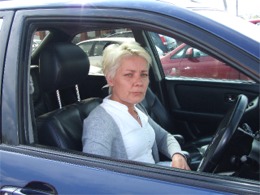 Margaret Davern pictured during the six-hour VRT stand-off in Buncrana.