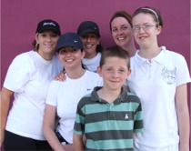 Roisin McColgan, Anne Marie McColgan, Sonia Davison, Grace McColgan, Celine Doherty and Darren and Laura McColgan after Sunday's sponsored walk.