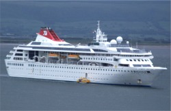 The Braemar cruise liner anchored off Greencastle.