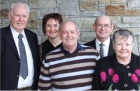 Members of Co-Operation Cancer Care NW (CCCNW) from left, Jim O'Donnell, Noelle Duddy, John Friel, George Friel and Margaret Friel at An Grianan Hotel, Burt where they met Mr. Ahern.