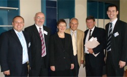 Pictured at their meeting with EU Transport Commisioner, Jacques Barrot in Strasbourg last year are, left to right, Cllr. Pádraig MacLochlainn, Caomhghín Ó Caoláin, TD, Bairbre de Brún, MEP, EU Transport Commisioner, Jacques Barrot, Pat Doherty MEP and Senator Pearse Doherty. The meeting was part of Sinn Féin's lobby for an upgrade to the Donegal/ Dublin road.